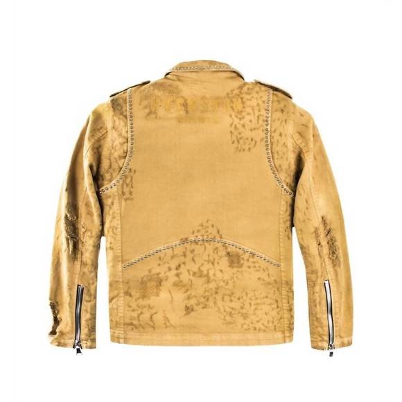 NEW ROCKSTAR ORIGINAL men's tory biker jacket in camel - Picture 2 of 2